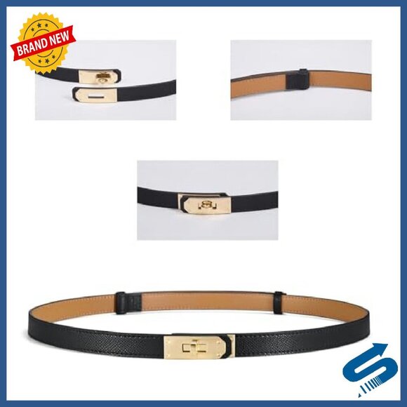 Skinny Leather Belt Adjustable Turn-Lock Buckle for Dresses Jeans Pants main image 7